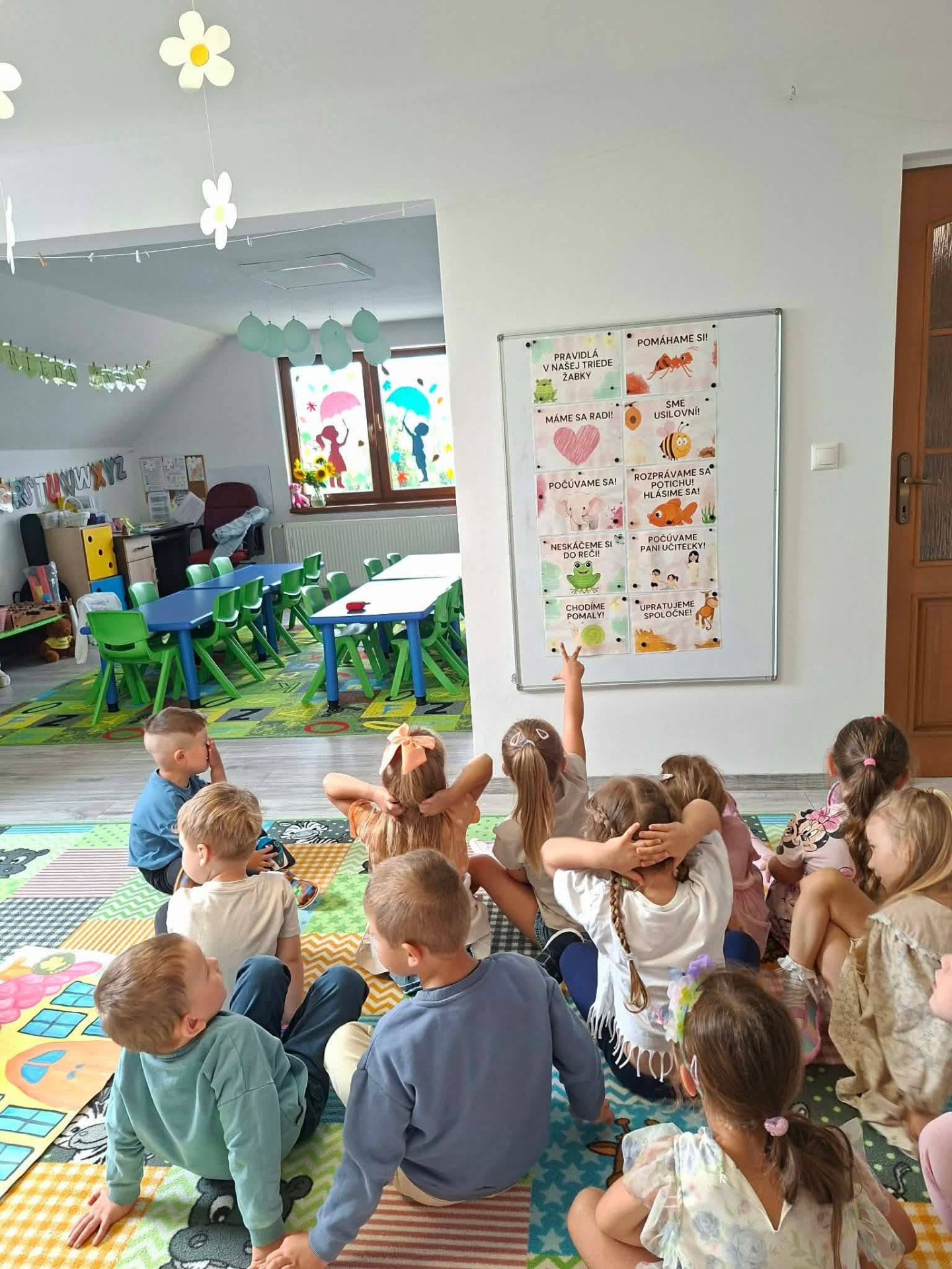Children sitting together learning their classroom rules